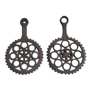 ⏳️Vintage⏳️ Cast Iron Trivet Round Pot Holders / Tea Warmer Set